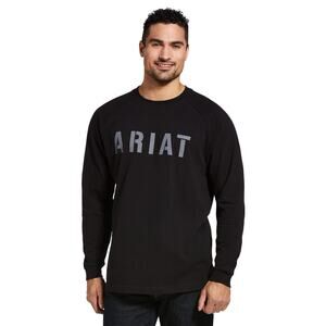 Ariat Men’s Rebar Cotton Strong Block Black Long Sleeve T-Shirt Large Workwear